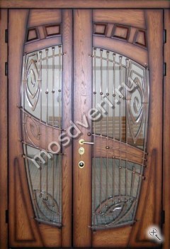 Темно-коричневая двустворчатая дверь со стеклом - купить от производителя Мосдвери Темно-коричневая двустворчатая дверь со стеклом