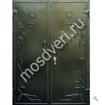 Двустворчатая порошковая дверь с элементами ковки - купить от производителя Мосдвери Двустворчатая порошковая дверь с элементами ковки